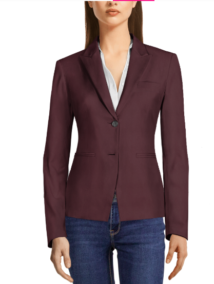 maroon jacket on woman