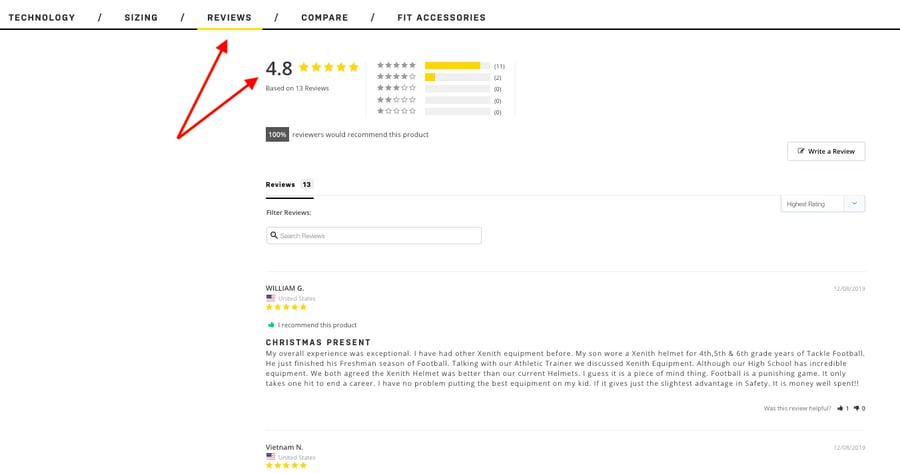 Show customer reviews on product pages