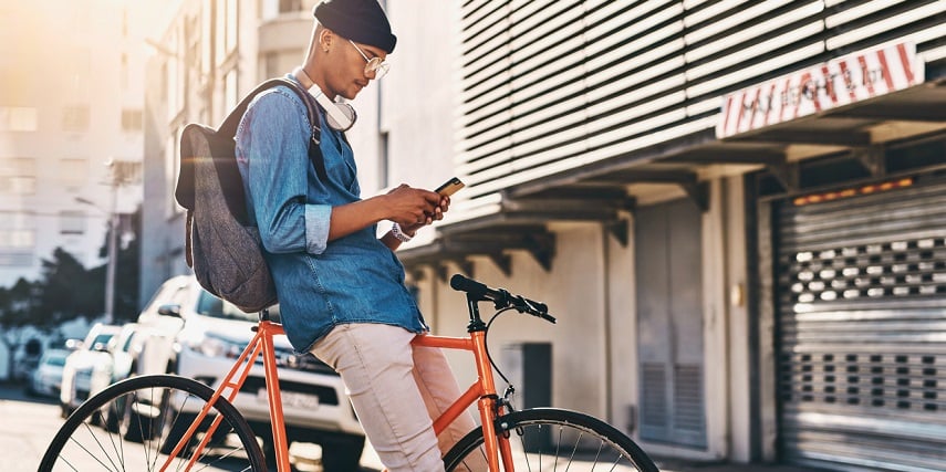 Bike owner browsing a website with a Shopify product customizer