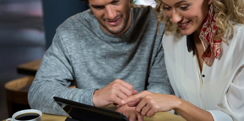Customers happily exploring a product configurator