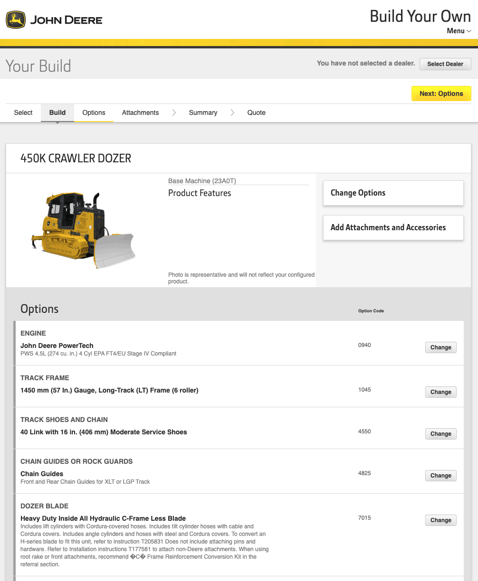 John Deer bulldozer 3D customizer