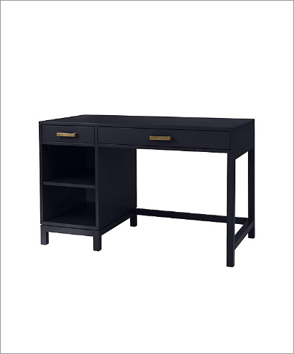 black desk w white background