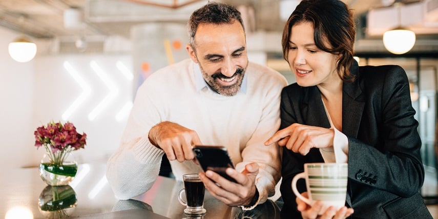 Friends browsing through product images created through virtual photography