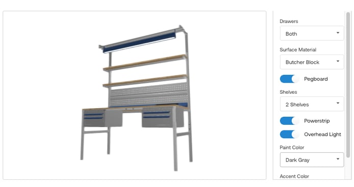 3D product view of work bench