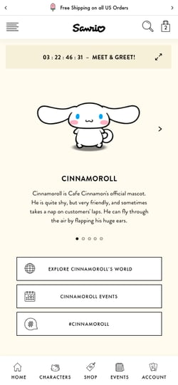Design mockups for Sanrio ecommerce experience