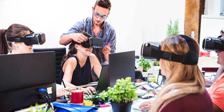 Group of professionals exploring the metaverse at work