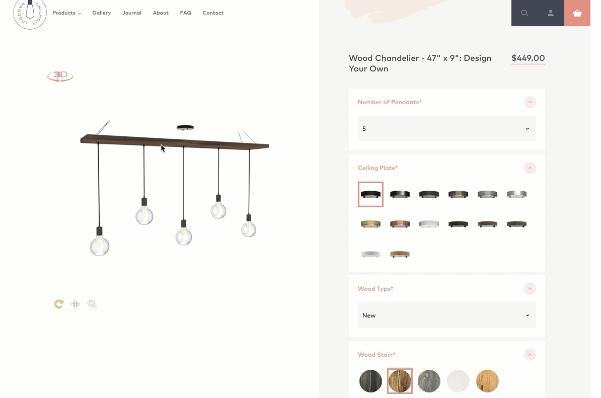 HangoutLights wooden chandelier customizer