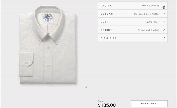 Online shirt customizer with Threekit