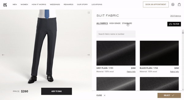 KASHIYAMA pants online customizer