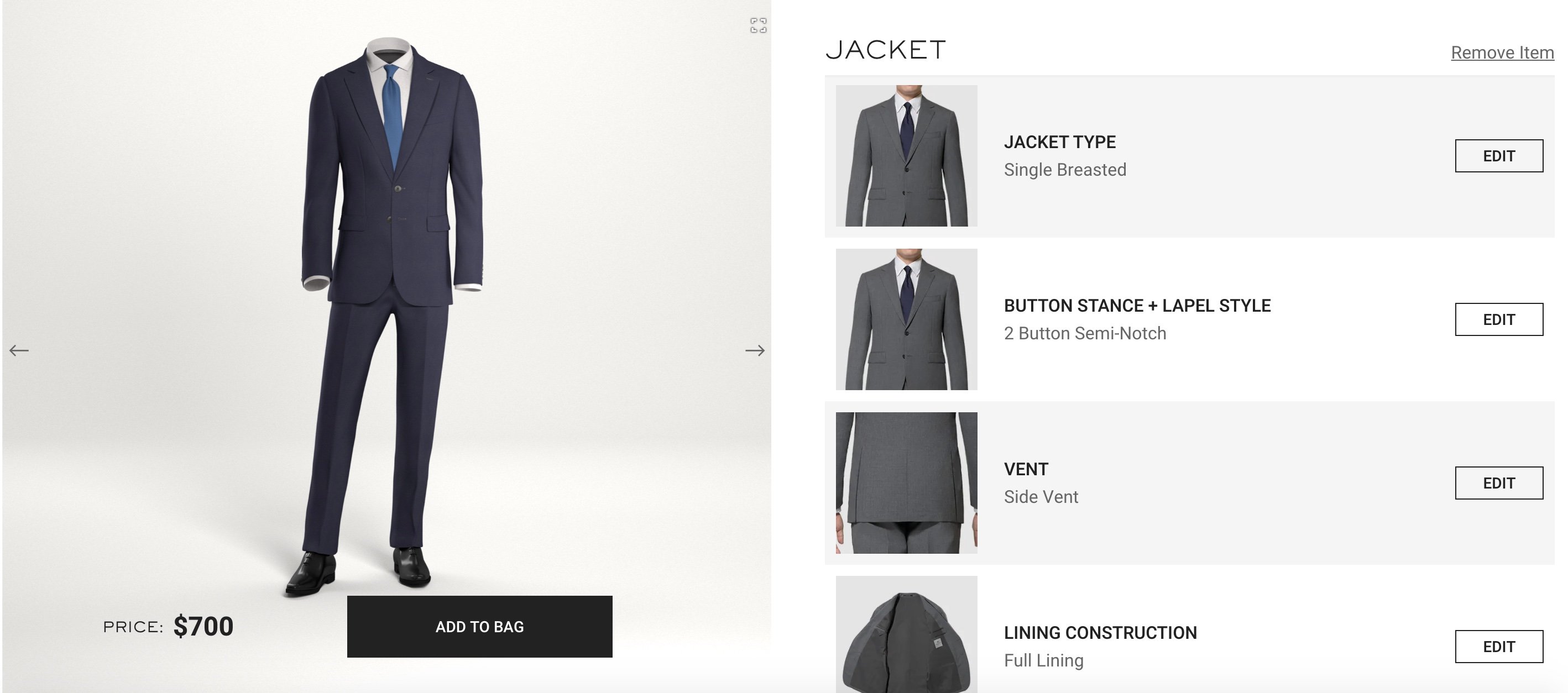 Kashiyama suit configurator