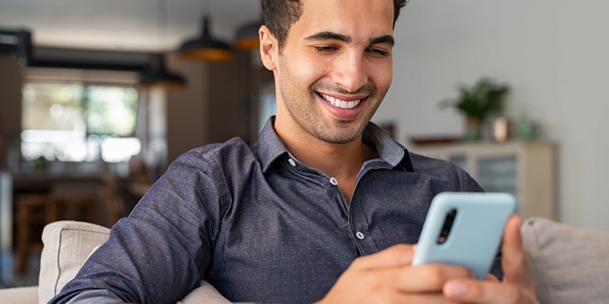 Man shopping on a product customizer on his phone