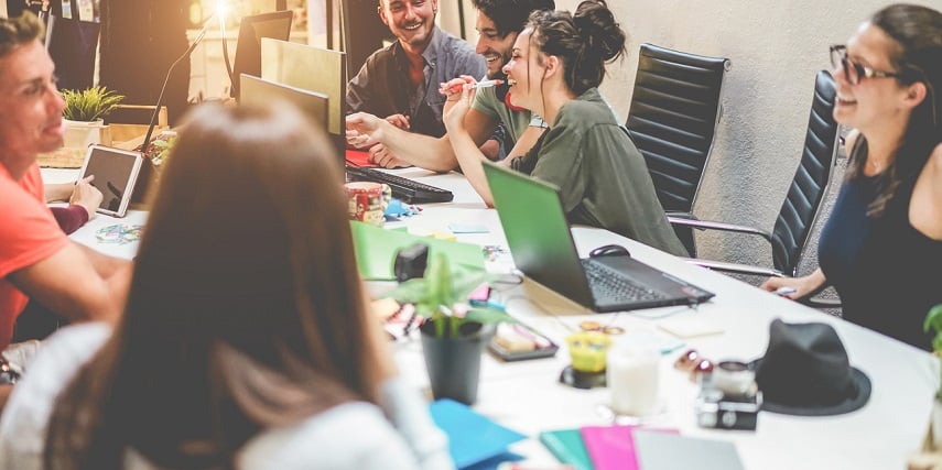 Marketing and product teams discussing product customization software