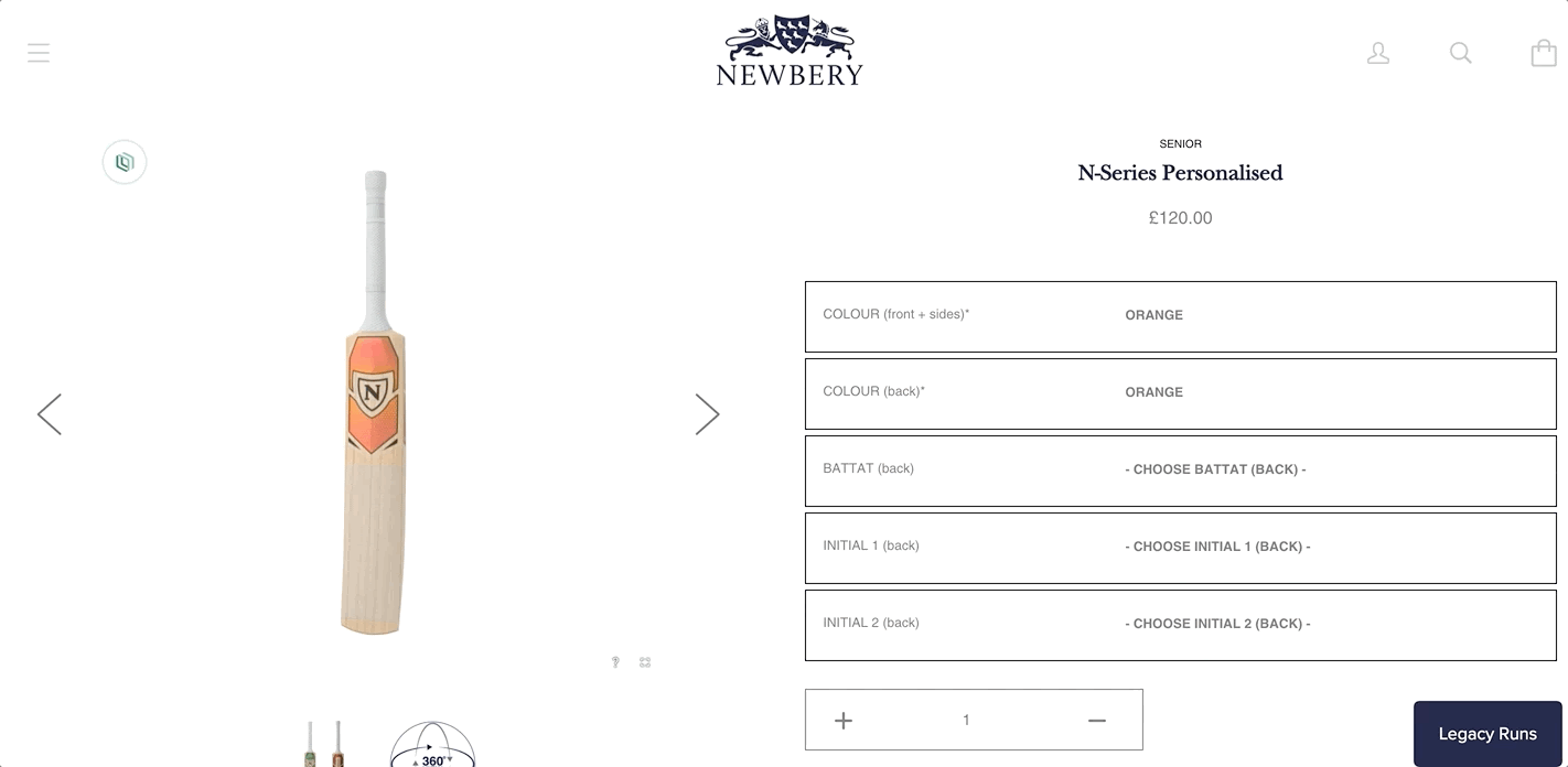 Newbery's online product customizer