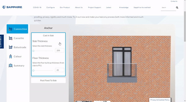 Sapphire balconies online 3D configurator