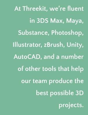 Threekit works with the best tools for 3D projects and renderings