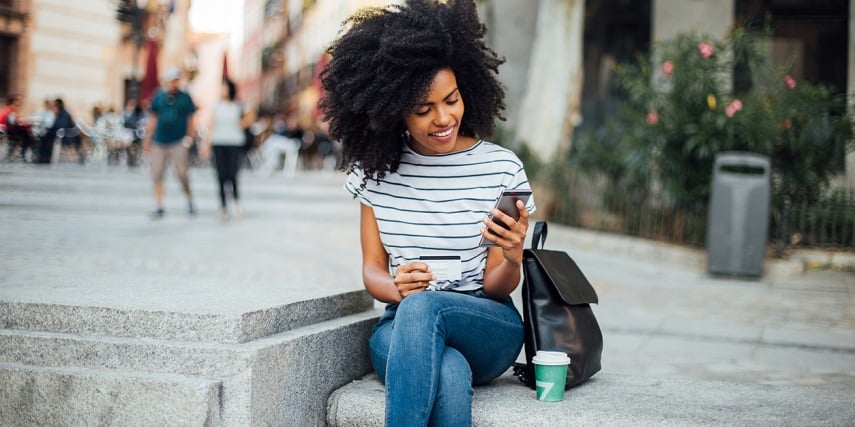 Shopper browsing online on her phone