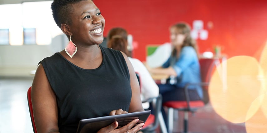 Shopper enjoying product customization options for her onnline purchases