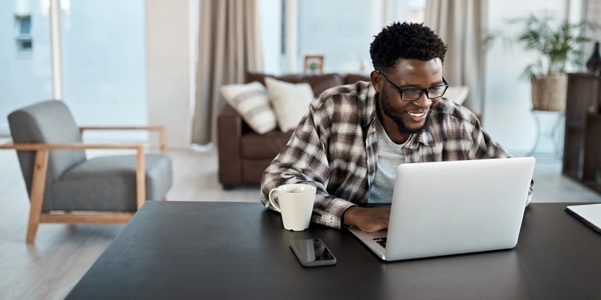 Shopper using a product customizer on his laptop