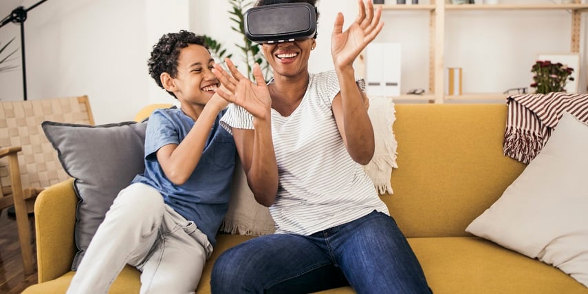 Shoppers having fun exploring VR from home