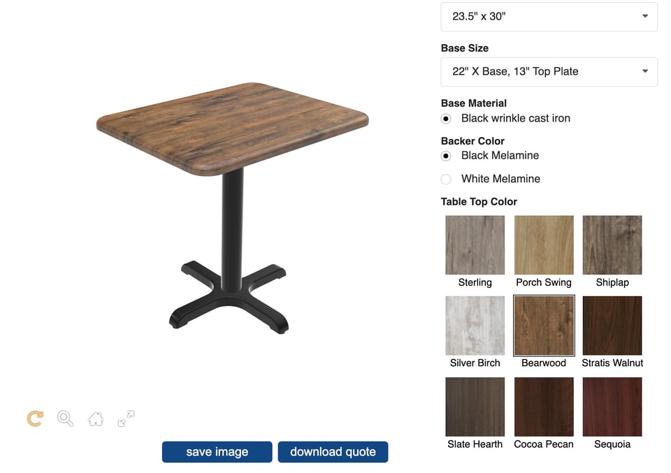 Table configurator