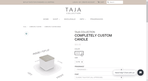 Taja Candle Customizer