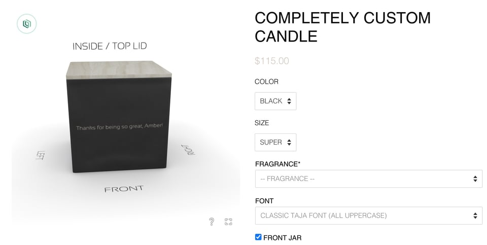 Taja candle configurator