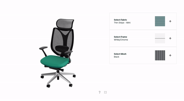 Threekit  office chair customizer