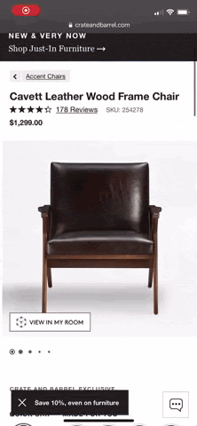 GIF of a chair in a room seen with a 3D configurator