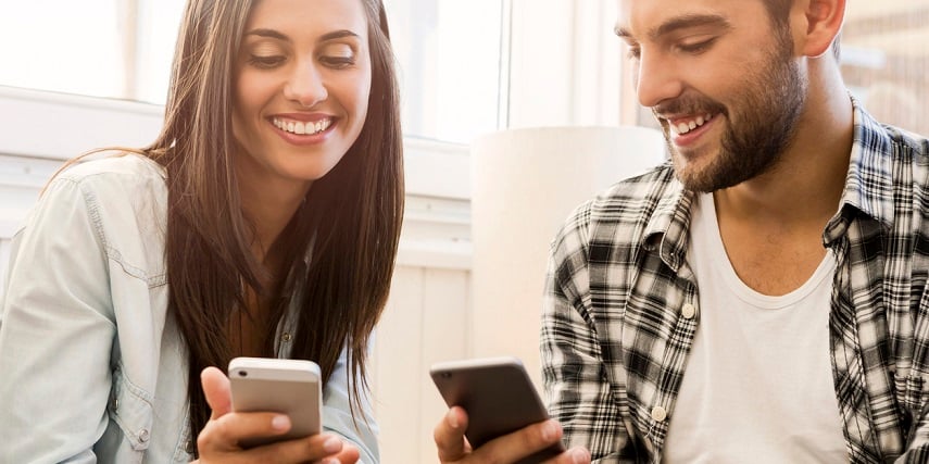 Two shoppers using a BigCommerce product configurator on their phones