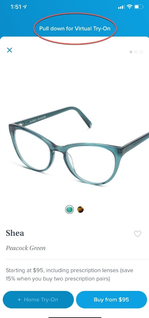 Warby Parker virtual try on