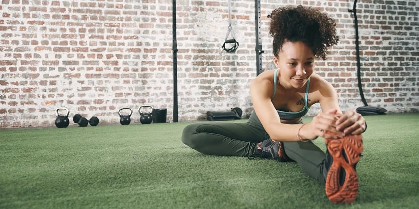 Woman exercising in shoes she designed in a sneaker configurator