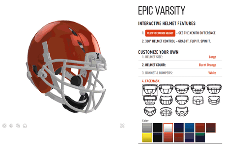 Gif 3D rendering of football helmet with mulitple customization options