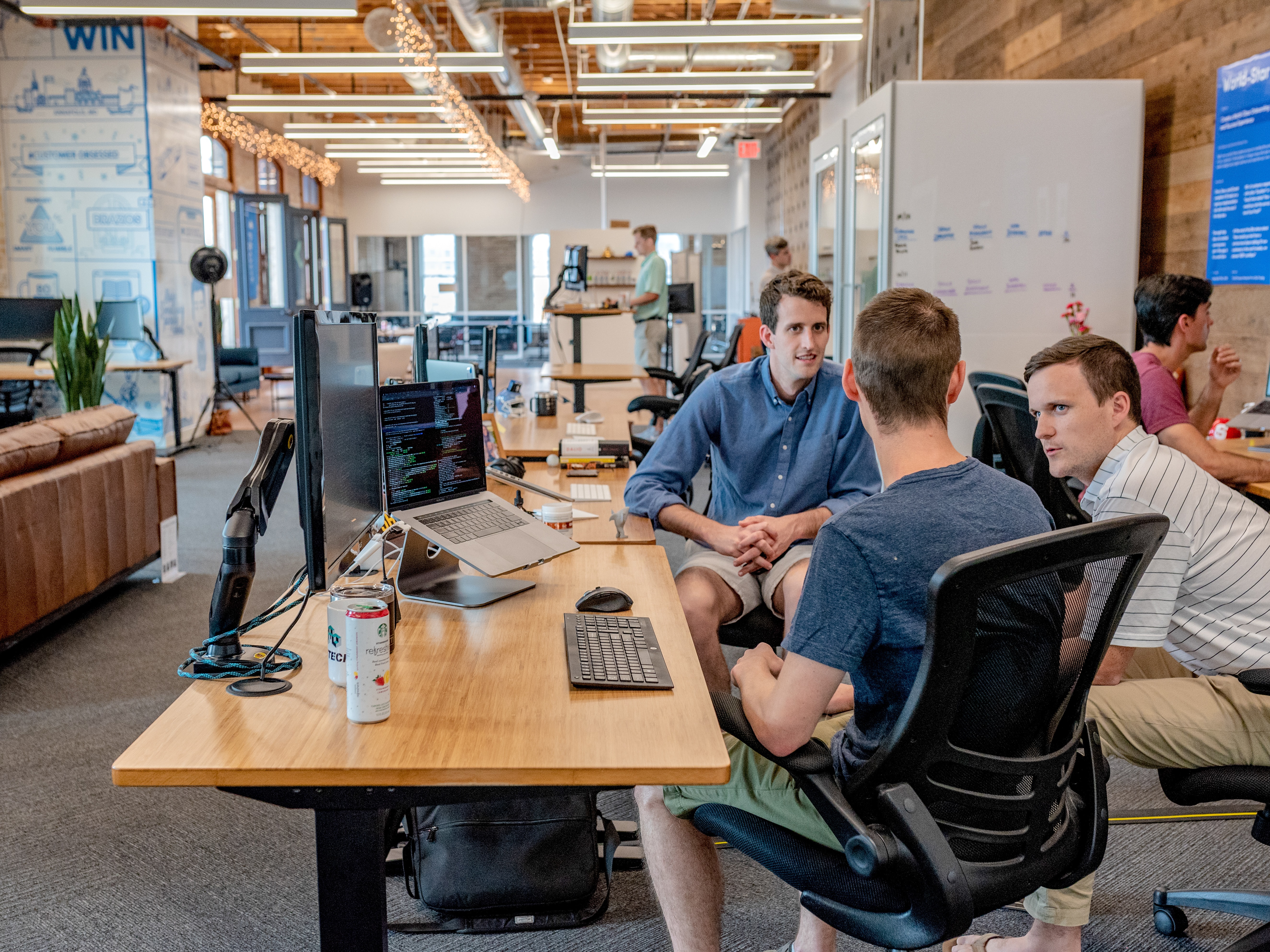 co-workers working together at table