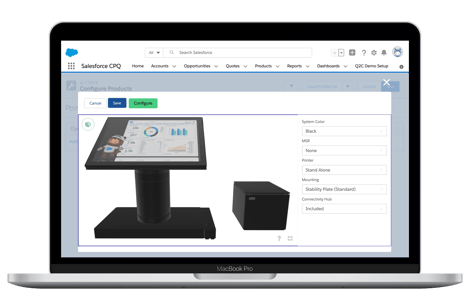 Image of product configurator integrated with Salesforce CPQ program