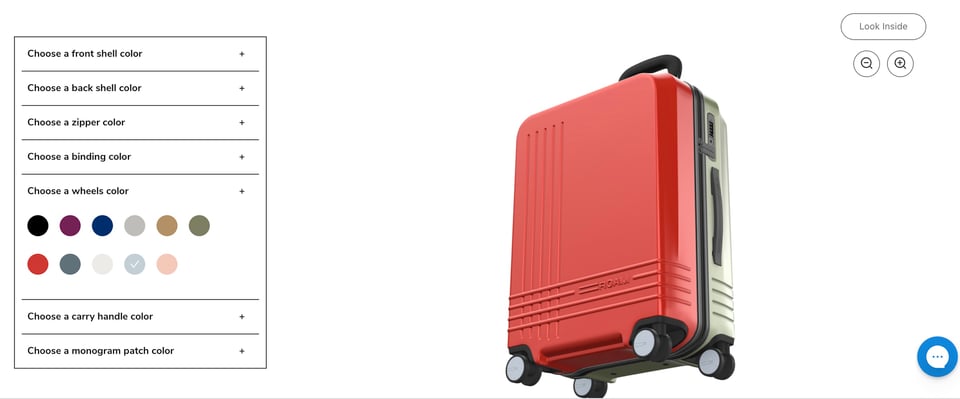 digital product configurator for ROAM luggage