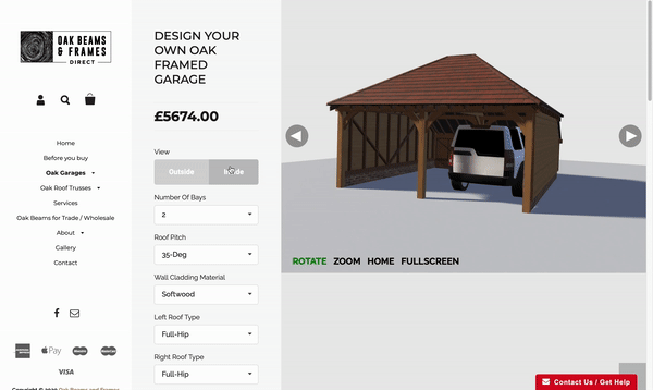Oak Beams garage online customizer