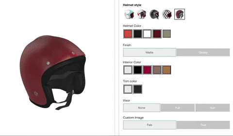 helmet product configurator