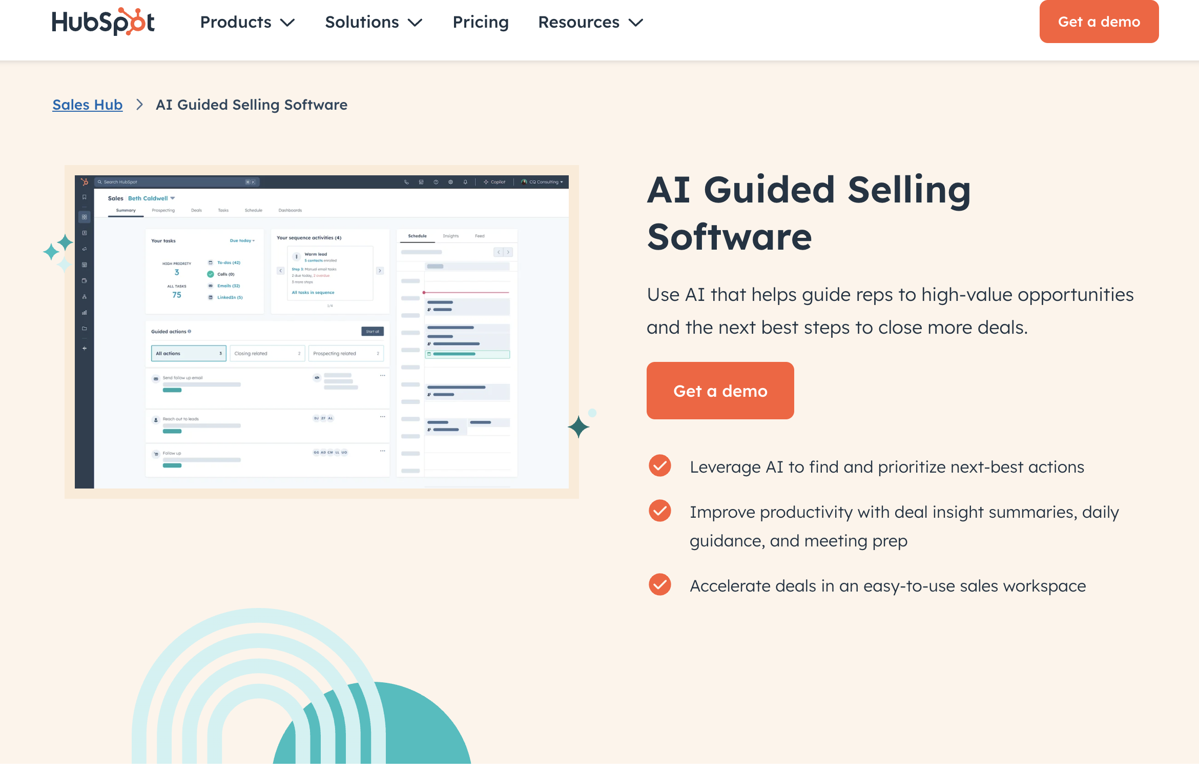 hubspot guided selling example