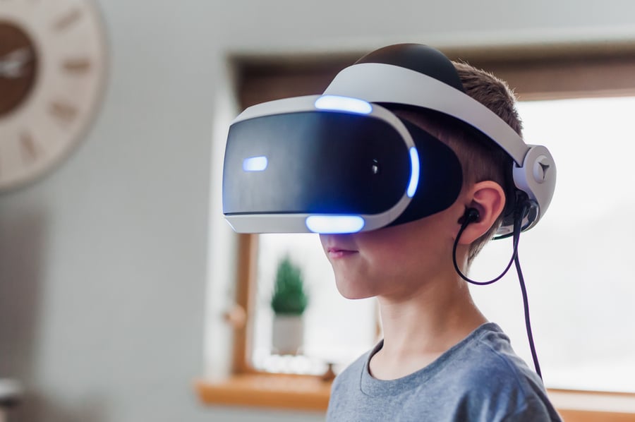 Boy wearing a VR headset