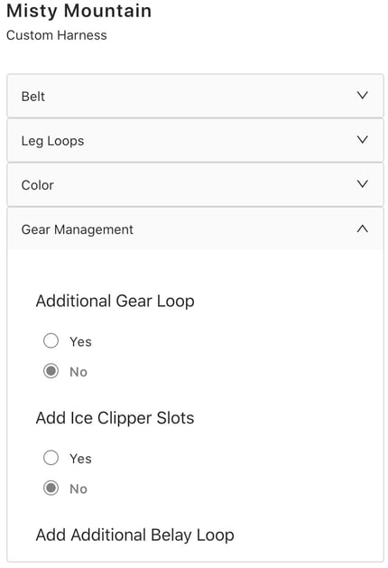 misty mountain gear management customization