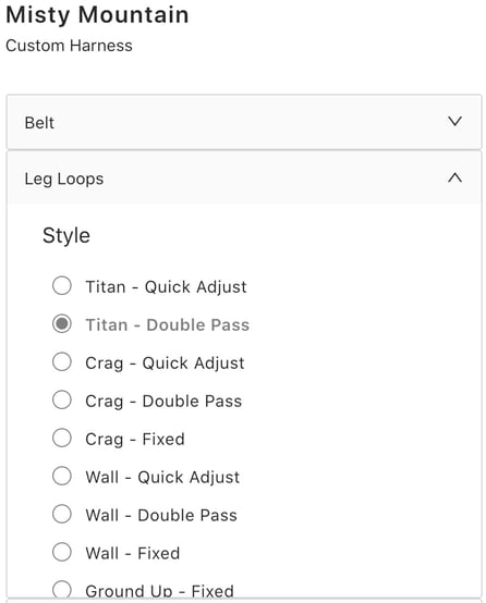 misty mountain leg loop customization