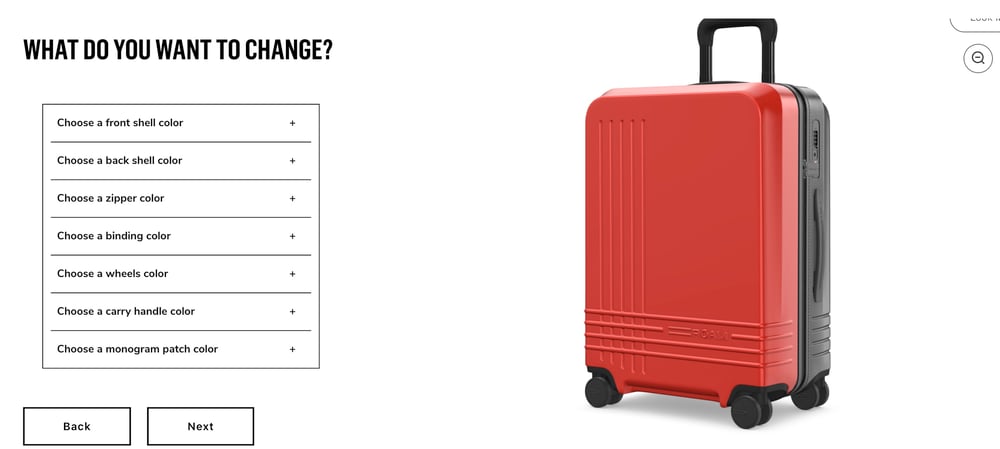 roam luggage online customizer