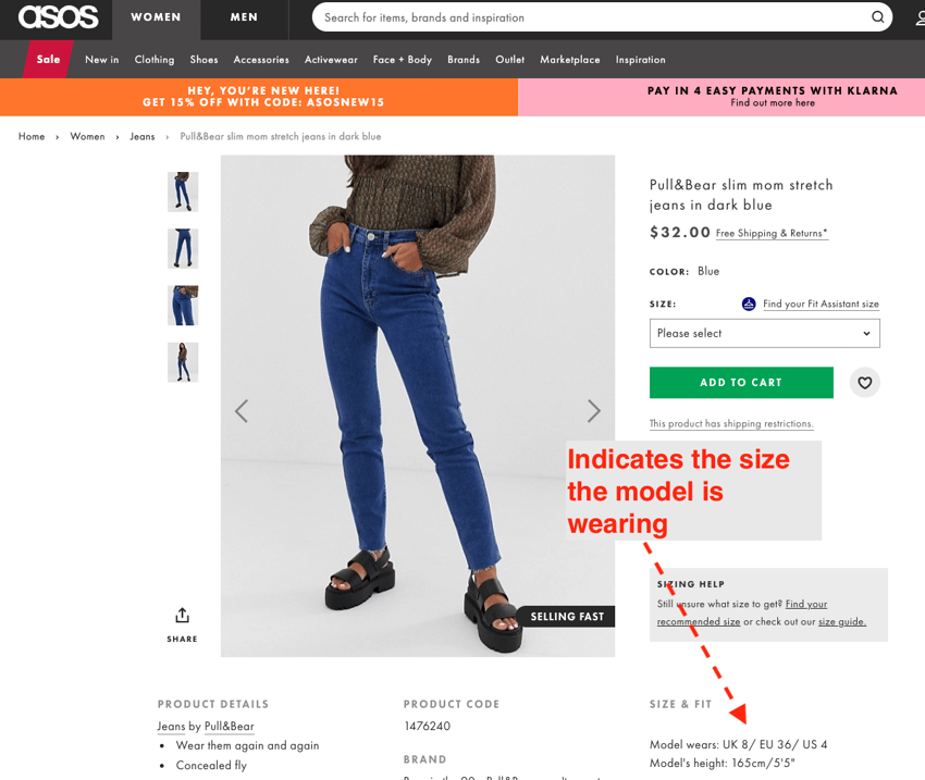 showing sizes reduces returns
