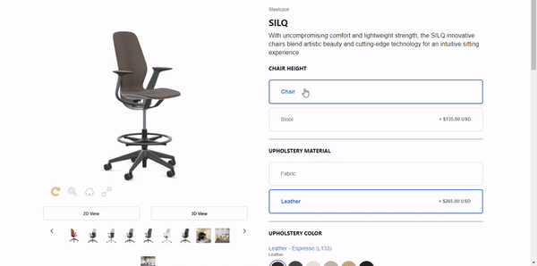 Steelcase office chair customizer gif