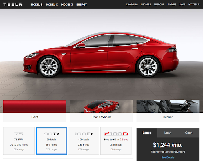 tesla car configurator