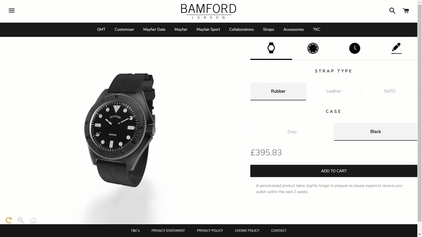 Bamford Watches product configurator