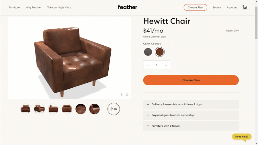 Couple looking at furniture online through a product configurator