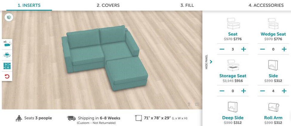 lovesac couch configurator