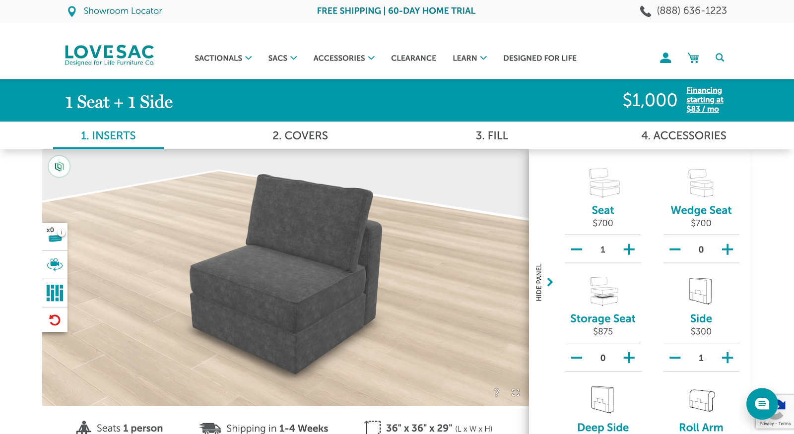 Lovesac couch configurator