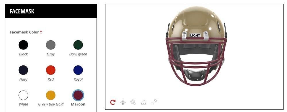 Colors to customize the helmet’s facemask